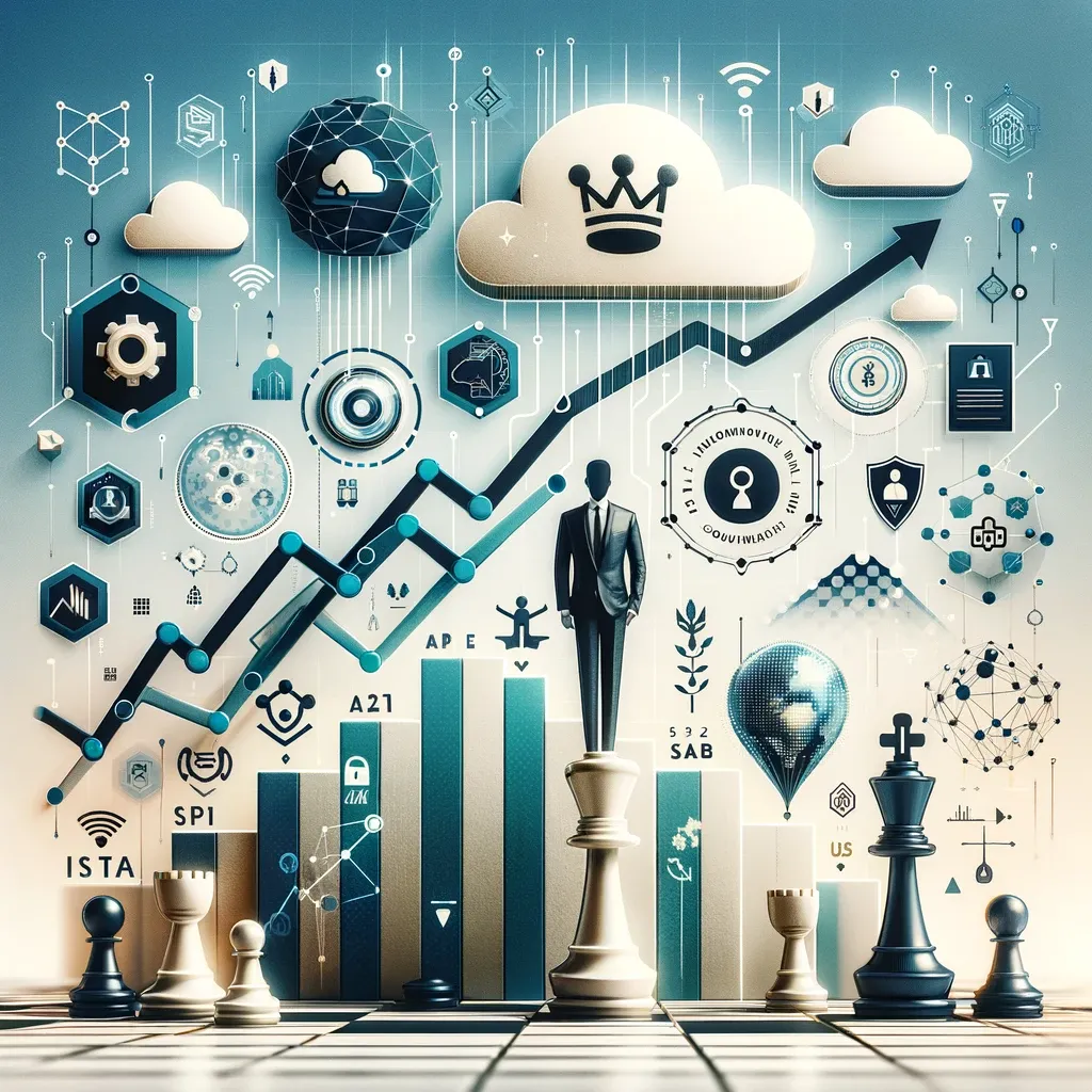Grafico di crescita con pezzi degli scacchi, simbolo della pianificazione delle quote di vendita